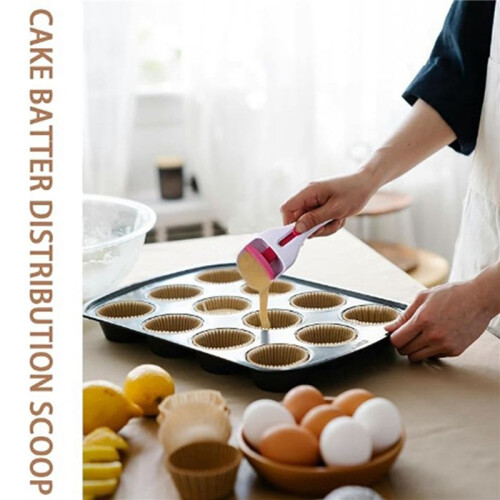 2pcs Cake Batter Distribution Scoop, One-Touch Sliding Button Dispenses Batter, Home Batter Dispenser Baking Tool 2