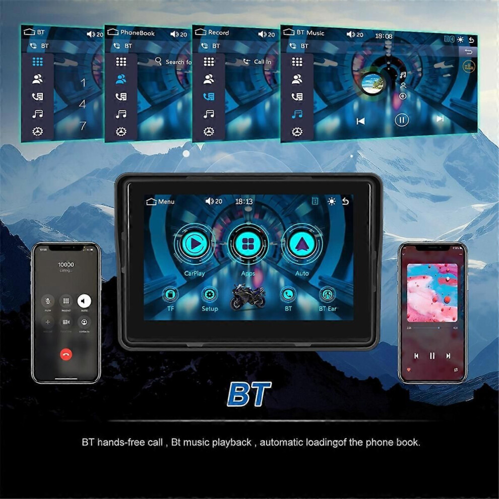 Motorcycle Gps Navigation Display Wireless Carplay Android Auto Screen Portable Motorcycle Monitor I 9409192993755
