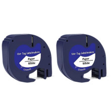 2 Pack Compatible Label Tape Replacement for Letratag Black on White Plastic Label Tape for LetraTag Label Maker