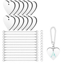 36PCS Sublimation Charm Accessories for Cup Name ID Charm for Tumbler Cup MDF Single Side Sublimation Blanks Bulk,Heart