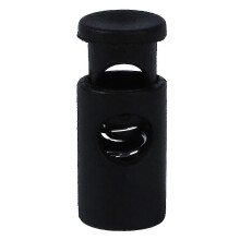 Black Plastic Toggle Spring Stop Single Hole Rope Cord Locks 20 Pcs