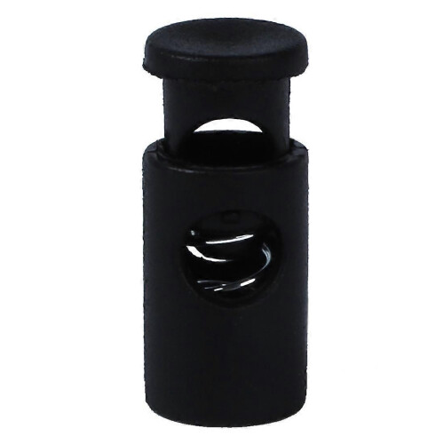 Black Plastic Toggle Spring Stop Single Hole Rope Cord Locks 20 Pcs