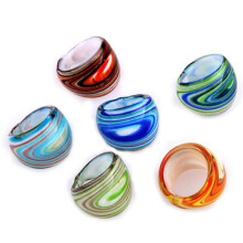 6 X Δαχτυλίδια από γυαλί Lampwork 17-19mm Πολλαπλών Χρωμάτων HOT
