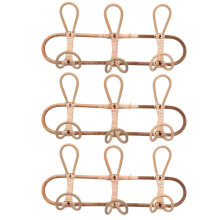3X Rattan Wall Hooks Kids Garments Organizer Rack Clothes Hat Hanging Hook Rattan Hanger Kids Room