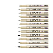 Malstifte: 12 schwarze, feine, wasserfeste Marker für Zeichnungen, Skizzen, Anime und Aquarell