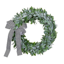 Green Rabbit Ear Wreath,Artificial Eucalyptus Leaves Wreath with Bows,Spring Easter Greenery Wreath