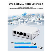 1 pz Estensore PoE passivo a cascata a 4 porte da 1 a 3 porte IEEE802.3Af 100 Mbps compatibile con trasmissione