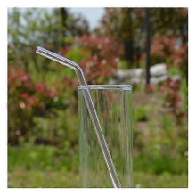 7.08 inch 8mm Reusable Bend Glass Drinking Thick Straws Wedding Party Transparent