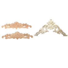 3 pezzi di decorazioni angolari intagliate in legno di caucciù, squisite e non verniciate, 1 pezzo 15