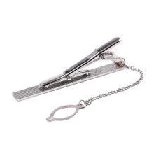 Fermacravatta da uomo in acciaio inossidabile cromato argento, lunghezza standard 6 cm.