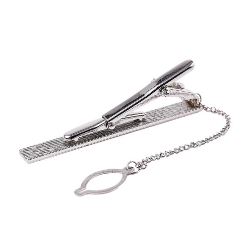 Herr Slipsklämma i Silver Krom Rostfritt Stål 6CM Standard