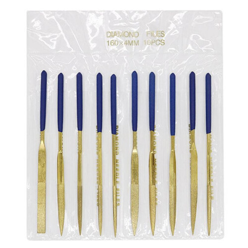 Solid Wooden Handle Acid Branch Wood Handle Titanium Plated Diamond File Small File Handle with 10Pc File 1