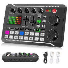 F998 Live Sound Card Audio Mixer Podcast, Voice Changer for Board for Microphone Karaoke