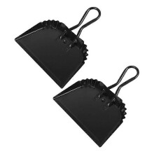 Paletta per la polvere in metallo nero, confezione da 2, 30 cm, compatibile con interni, esterni, caminetti,