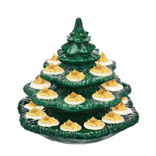 Weihnachtsbaumförmige gefüllte Eier, Keramik-Eierplatte in Baumform, wiederverwendbare ovale Eierschale