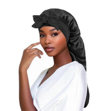 Women Sleeping Hat Long Tail Braid Hair Night Sleep Cap Blue