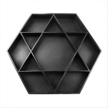 Wooden Holiday Hexagonal Star Tray, Fruit Plate Storage Box, Black
