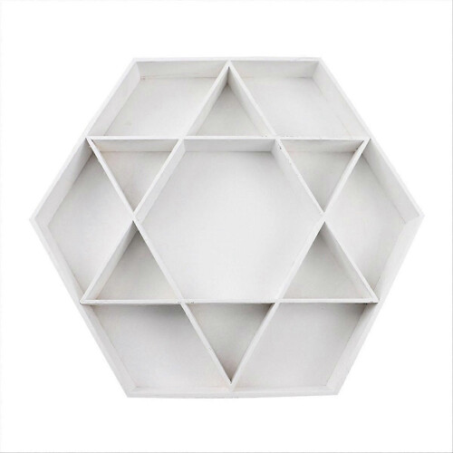 Wooden Holiday Hexagonal Star Tray, Fruit Plate Storage Box, White