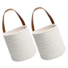 2pack Wall Mounted Baskets Wicker Storage Baskets Cotton Fabric Hanging for Flower Home Decor