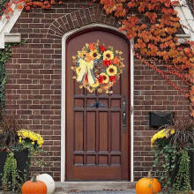 Fall Wreath Thanksgiving Sunflower Wreath for Door Realistic Garland Multifunctional Decoration for
