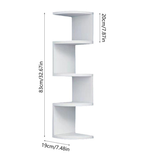 3-Tier Corner Bookshelf White Open Shelf Organizer 1