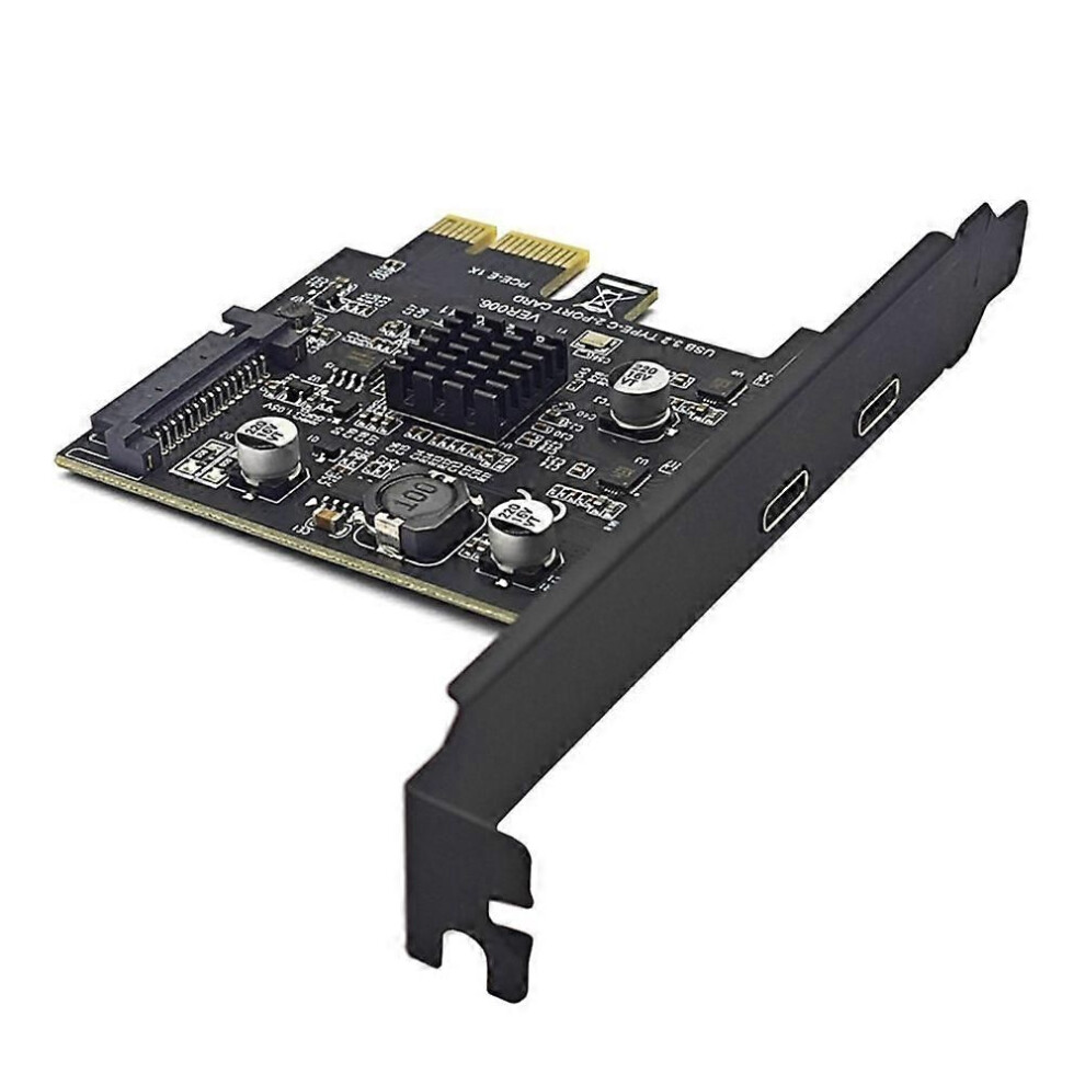 2Port Type-C Pcie Card Pci Express 3.0 X1 To Dual Usb-C Expansion Card Sata Power Usb3.2 Gen2 10Gbps Asm3142 Chip 9409192020925
