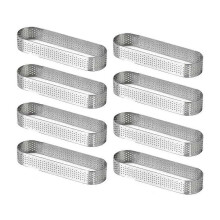 8Pcs Oval Tartlet Molds,French Dessert Mousse Fruit Pie Tart Ring Quiche Cake Mold, Stainless Steel Tart Mousse Ring