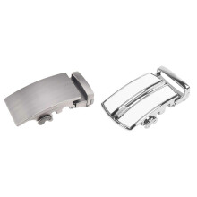 2 Pcs Men'S Solid Buckle Automatic Ratchet Leather Belt Buckle, in the Middle with an Edge-Silver &