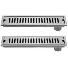 2X Doccia in acciaio inox, grande scarico a pavimento, drenaggio delle acque sotterranee, scarico dei