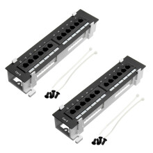 Kit de herramientas de red, panel de conexión CAT6 de 12 puertos RJ45 con soporte de pared.