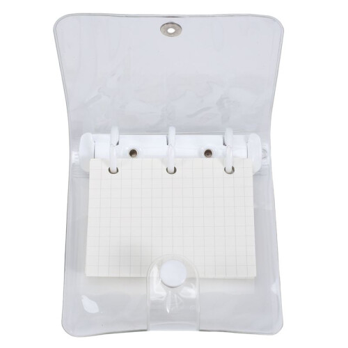 Binder Pockets,3-Hole Refillable Notebook Accessories Set, Transparent PVC Loose-Leaf Notebook, (White)