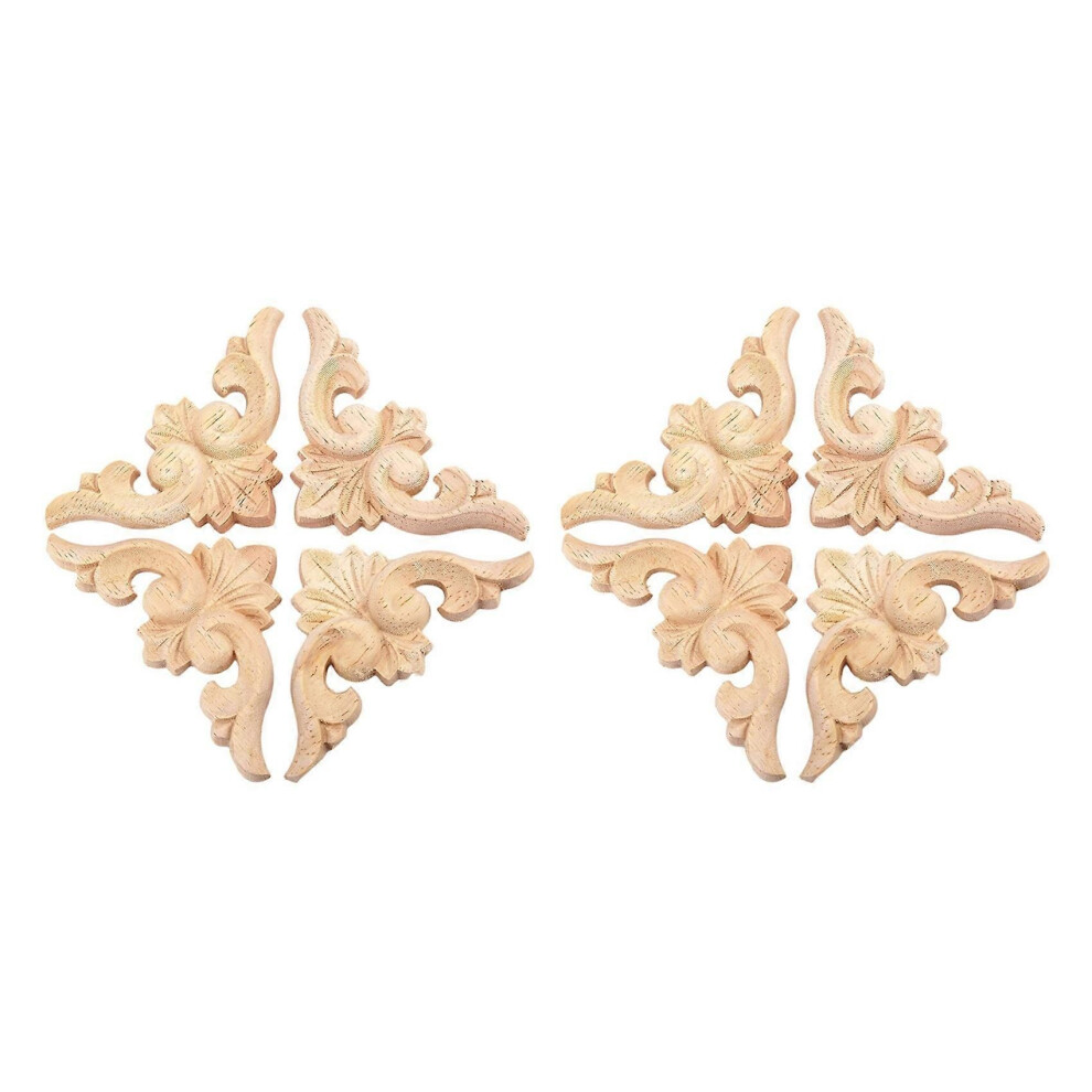 8Pcs 6X6cm European Style Wood Carved Corner Onlay Applique Furniture Unpainted Door Decor 9409192035028