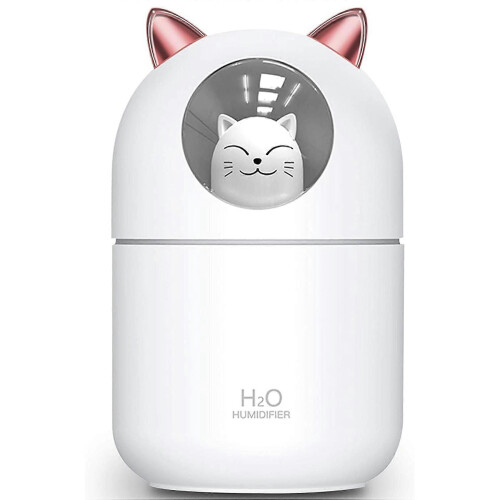 Cute Cat Cool Mist Humidifier compatible for Home,Cat Night Light White