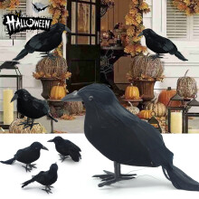 Realistická pěnová socha vrány 18cm Halloweenská dekorace