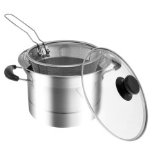 Deep Fryer Pot Stainless Steel Fry Pot with Strainer Basket Portable Deep Fryer Multifunctional Deep Frying Pot