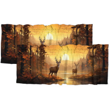 Elk Moose Valance Curtains Autumn Forest Theme 54x18 inch