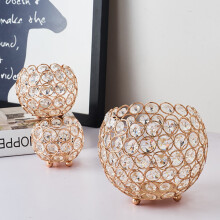 Decorative candle holder with inlaid rhinestones