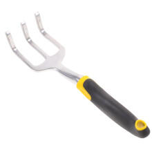 Garden Hand Cultivator 3 Prong Stainless Steel Rake for Soil Loosening Weeding and Planting