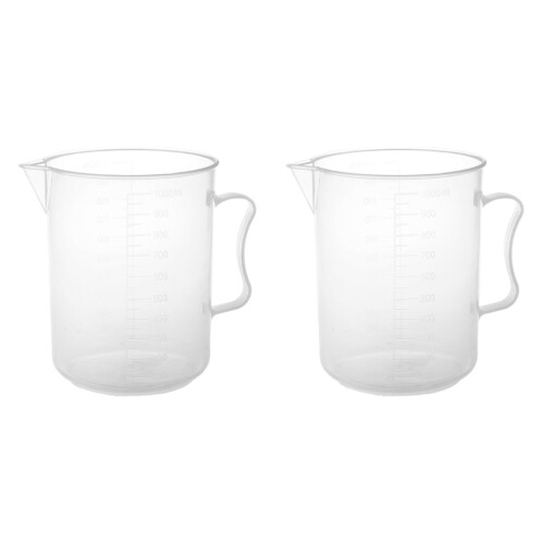 2X 1000Ml Bicchiere Trasparente con Manico 1