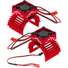 RC Motor Heatsink 30mm with Fan for 1/10 RC Car 540 550 3650 3660, Dual Cooling Efficiency, Red 2pcs