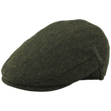 (Green, L) Hawkins Wool Herringbone Flat Cap