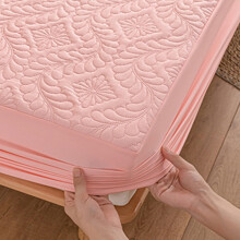Single Mattress Protector 90x200cm Quilted Fitted Mattress Pad with Elastic Edge Light Color Machine Washable