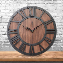 Retro Wooden Gear Wall Clock, 31cm, Black
