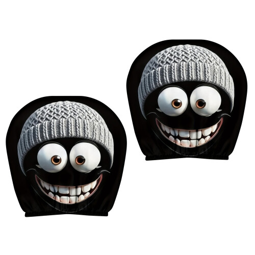 2 Pieces Playful Auto Headrest Protectors Stretchy-gray hat
