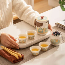 Set da Tè Portatile da Viaggio In Ceramica, Set da Tè Cinese da Ufficio, Teiera e Tazza, Regalo di Lusso per Amici, Blu