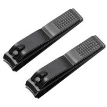 2X Black Nail Clippers Stainless Steel Super Nails and Toenails Manicure Tool Flat Nose Nail Clippers S