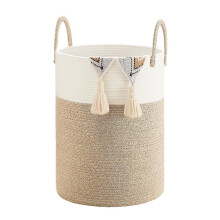 Laundry Basket,Woven Cotton Rope Laundry Hamper for Decorative Storage of Dirty Clothes,Toys and Blankets in Room