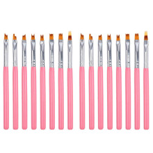 16Pcs Farbe Paint Pen Set Rosa Blütenblatt Stift Nagelbürste Kurze Nagelbürste