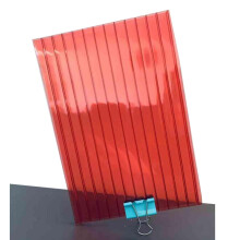 12 Pcs Double Wall Polycarbonate Greenhouse Panels UV Resistant Clear Insulating Sheets for Garden Pergola Red 1.05x1m 6mm