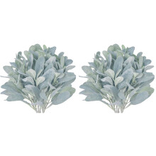 Faux Lambs Ear Stems 10Pcs Flocked Artificial Greenery Solid Spray Fake Rabbit Ear Leaves for Home Wedding DIY